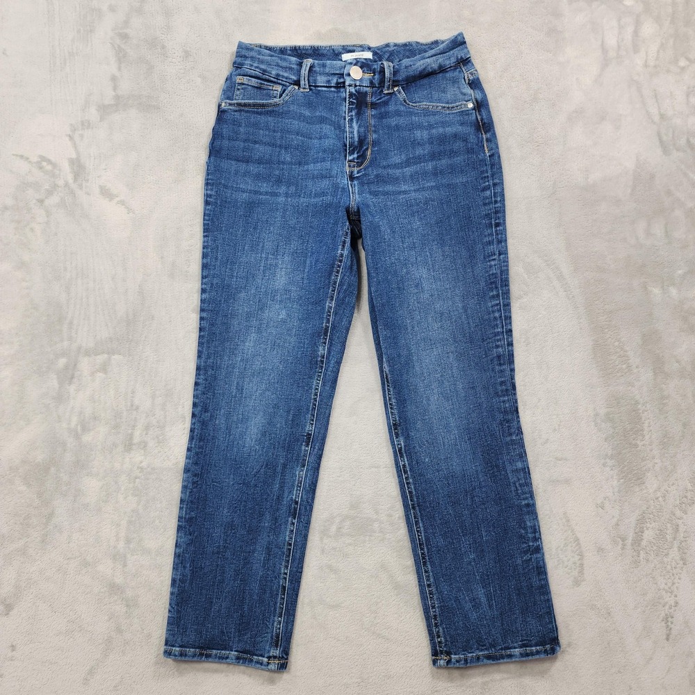 Maurices Jeans Womens M Blue High Rise Straight Leg Dark Wash Stretch Denim